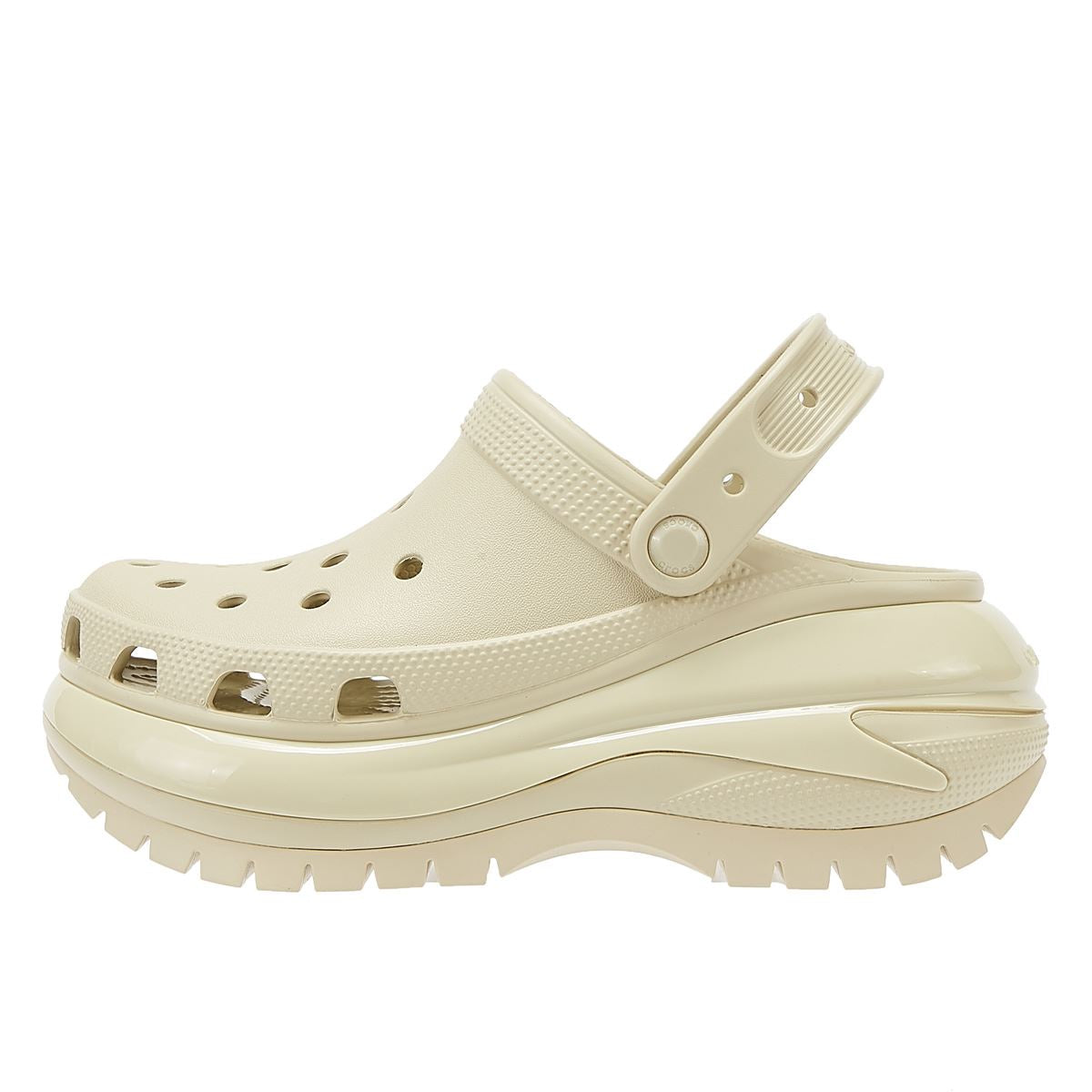 Crocs Sabots Classiques À Semelle Épaisse Mega Crush Pour Femmes Couleur Beige.