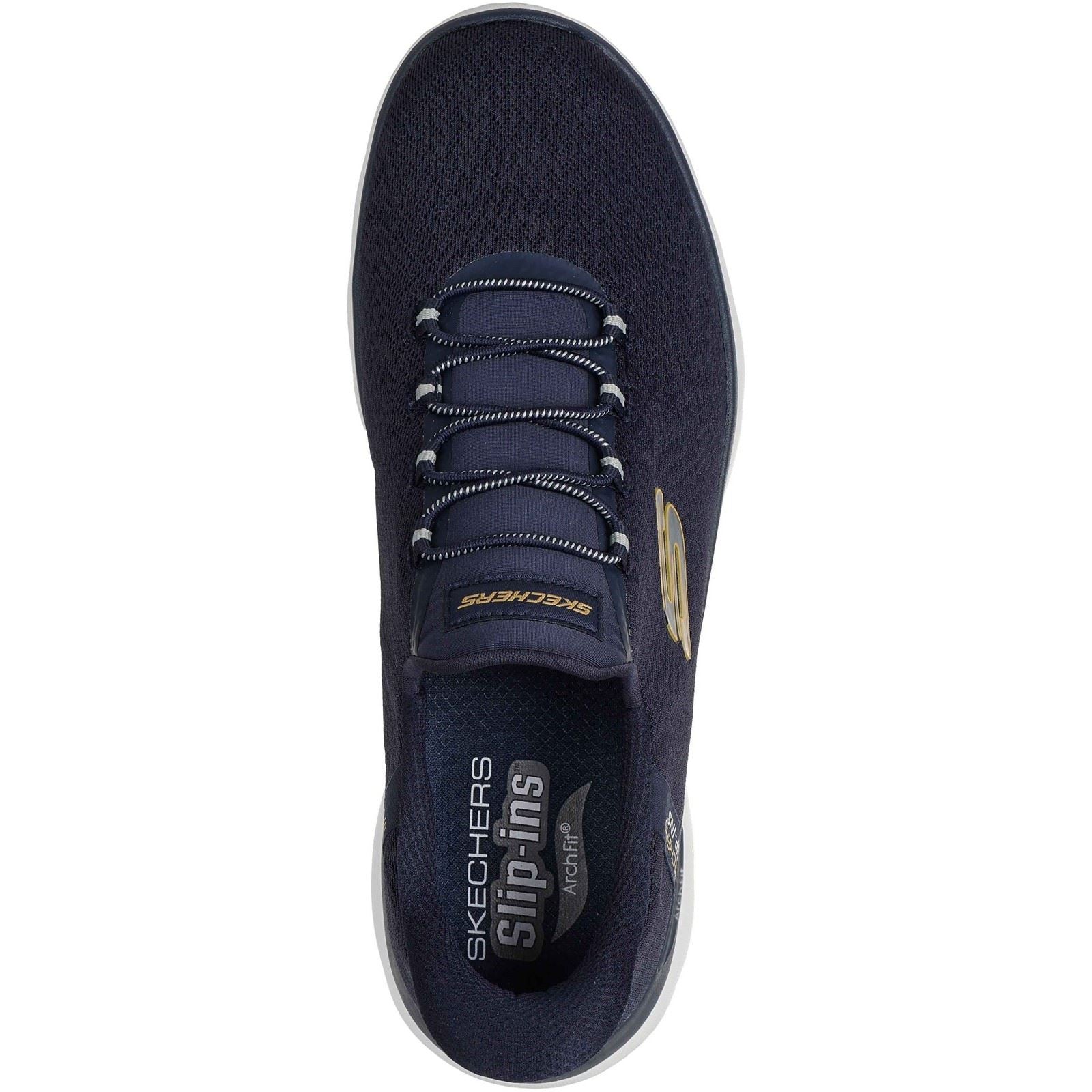 Skechers Arch Fit Summits Kynor Baskets En Polyester Pour Hommes Bleu Marine/Jaune