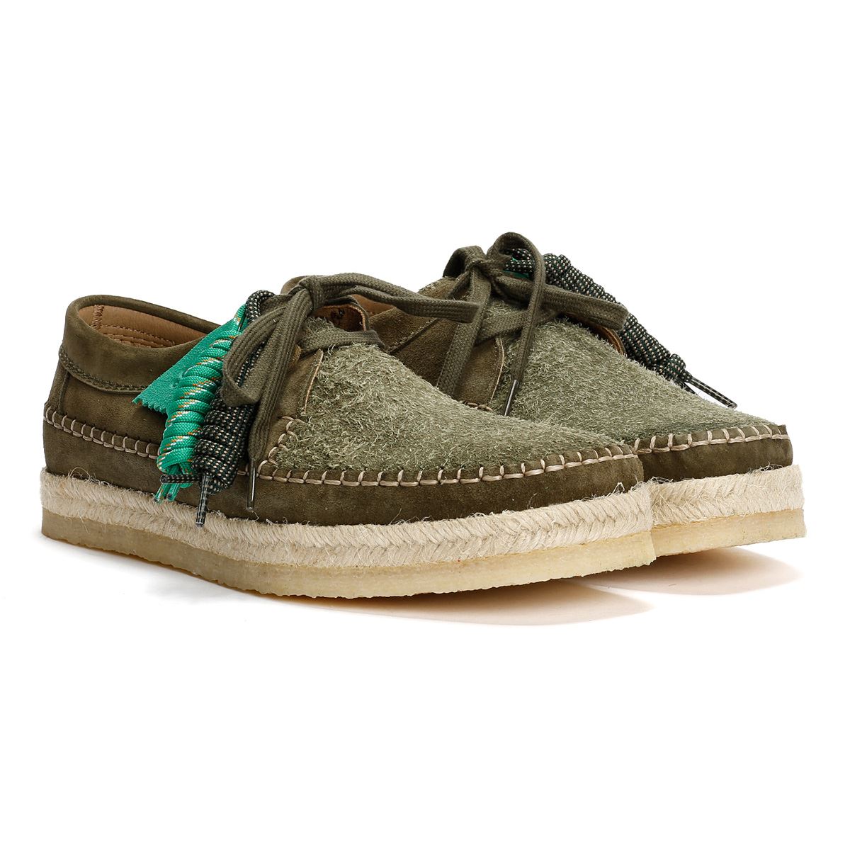 Pompeii X Clarks Weaver Chaussures À Lacets Vertes Pour Hommes En Daim