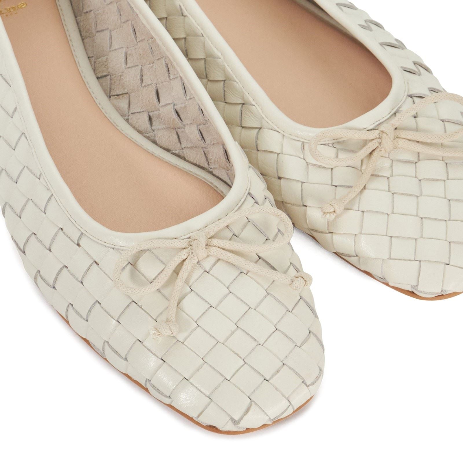 Dune Heat Chaussures Plates Pour Femme En Cuir Écru