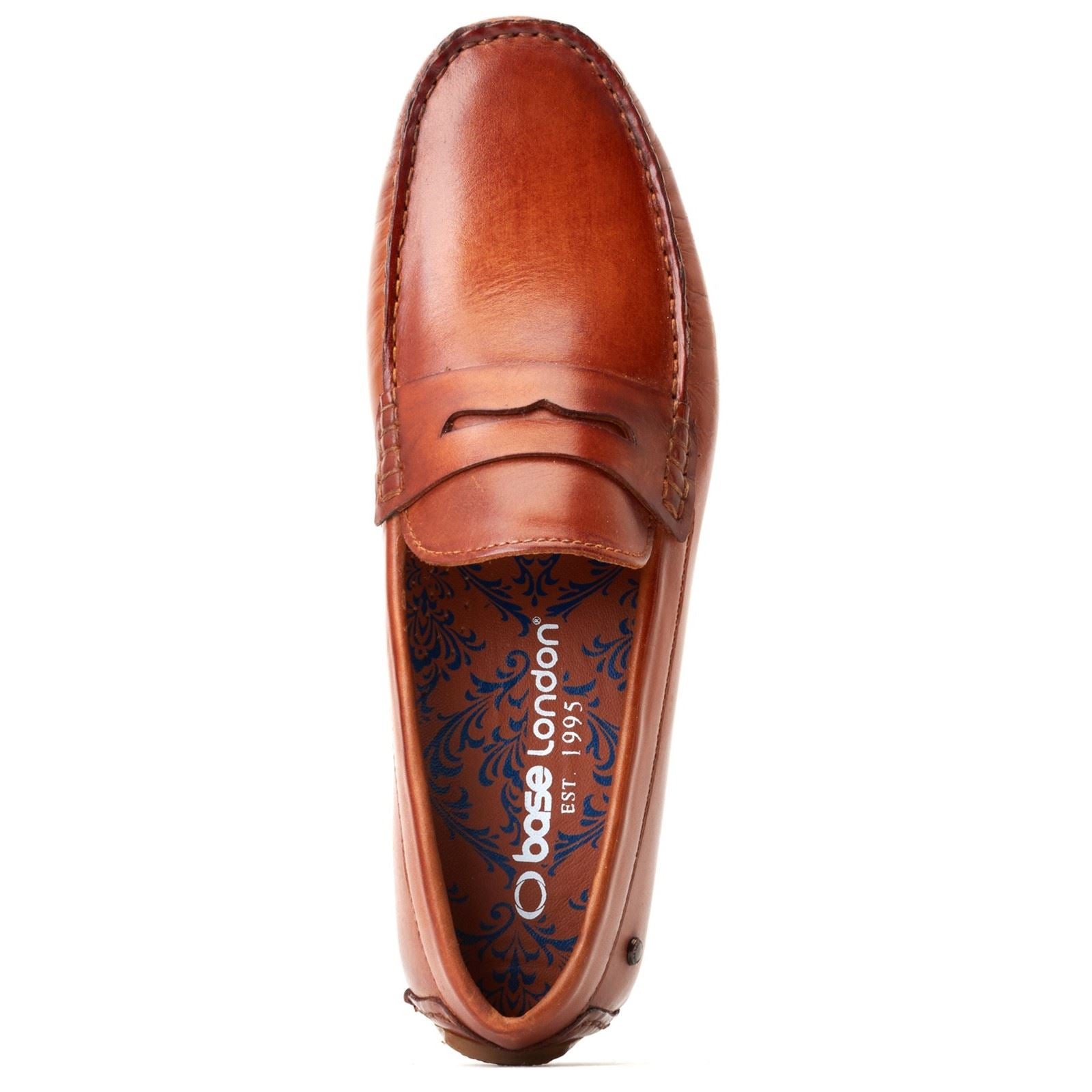 Base London Collins Driver Mocassins En Cuir Pour Hommes Couleur Cuir Brûlé