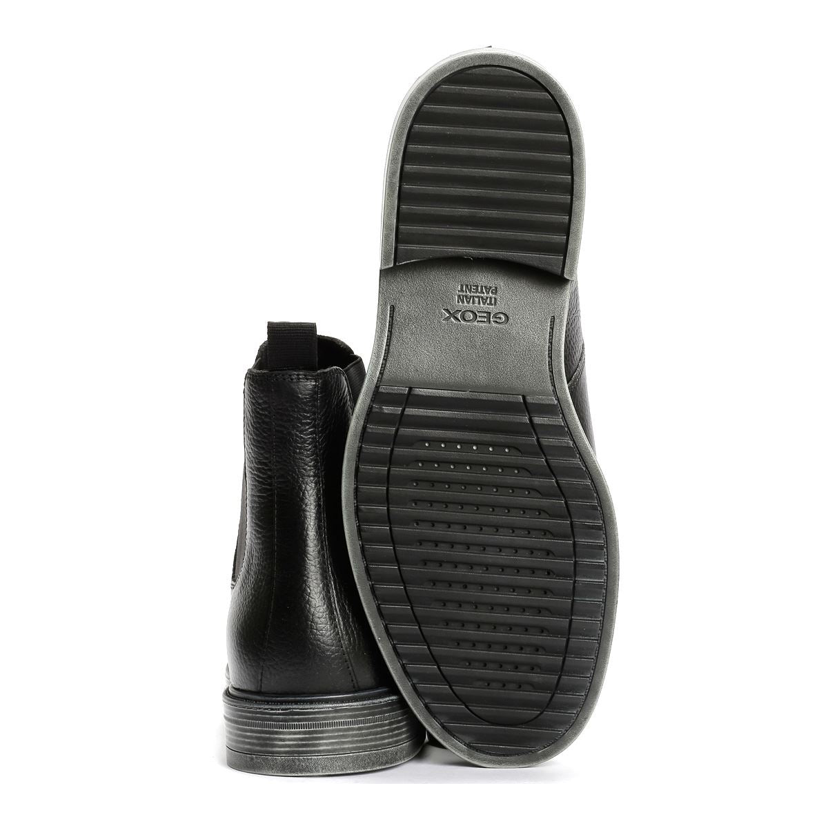 Geox Henreys Bottes Noires En Cuir Pour Hommes