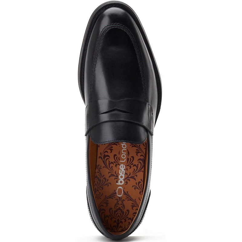 Base London Kennedy Chaussures En Cuir Pour Hommes Noires À Enfiler