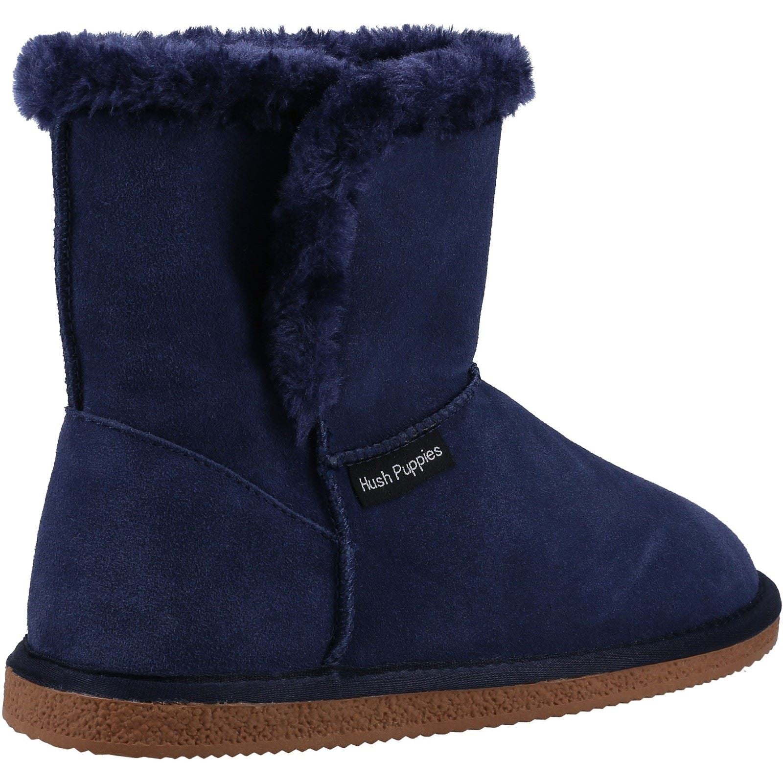 Hush Puppies Ashleigh Chaussons En Fausse Fourrure Pour Femmes, Bleu Marine