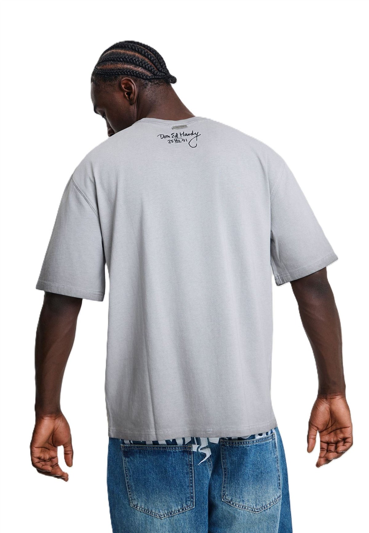 Ed Hardy Oil Wash New York Graphic Relaxed T-Shirts Gris Pour Hommes