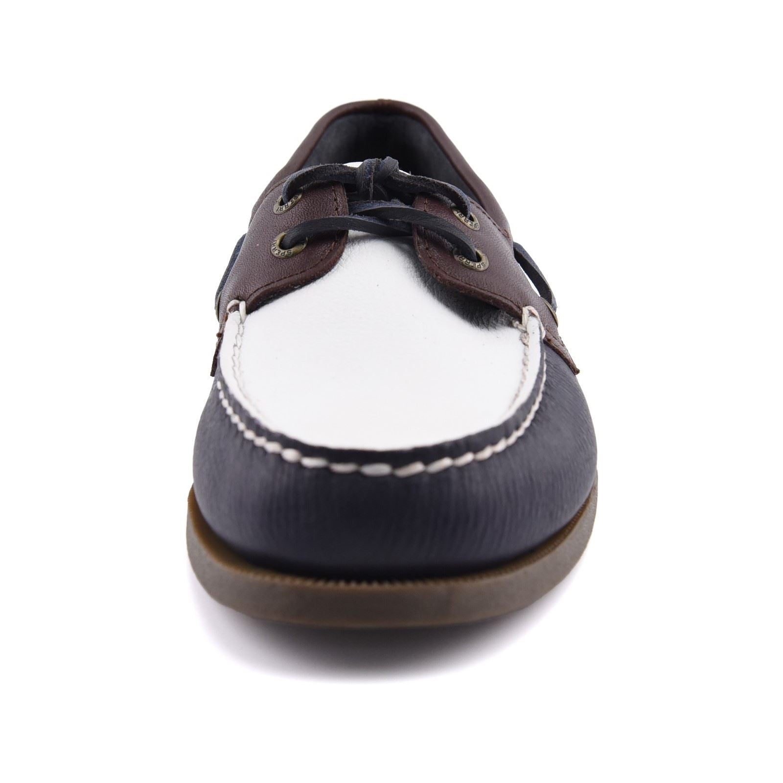 Sperry Authentic Original 2 Eye Chaussures Bateau En Cuir Pour Hommes, Bleu Marine/Blanc/Marron
