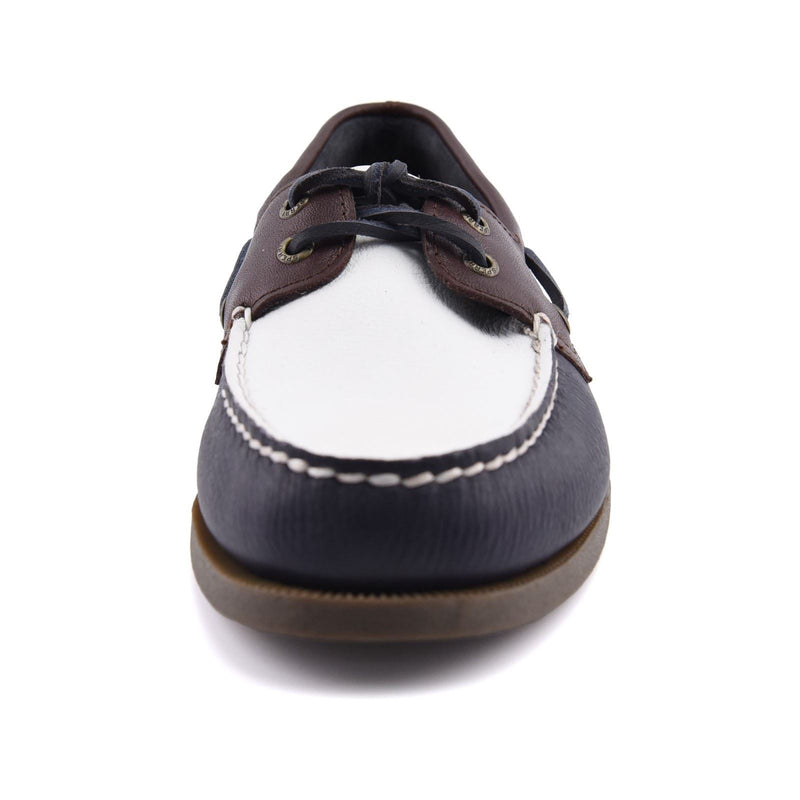 Sperry Authentic Original 2 Eye Chaussures Bateau En Cuir Pour Hommes, Bleu Marine/Blanc/Marron