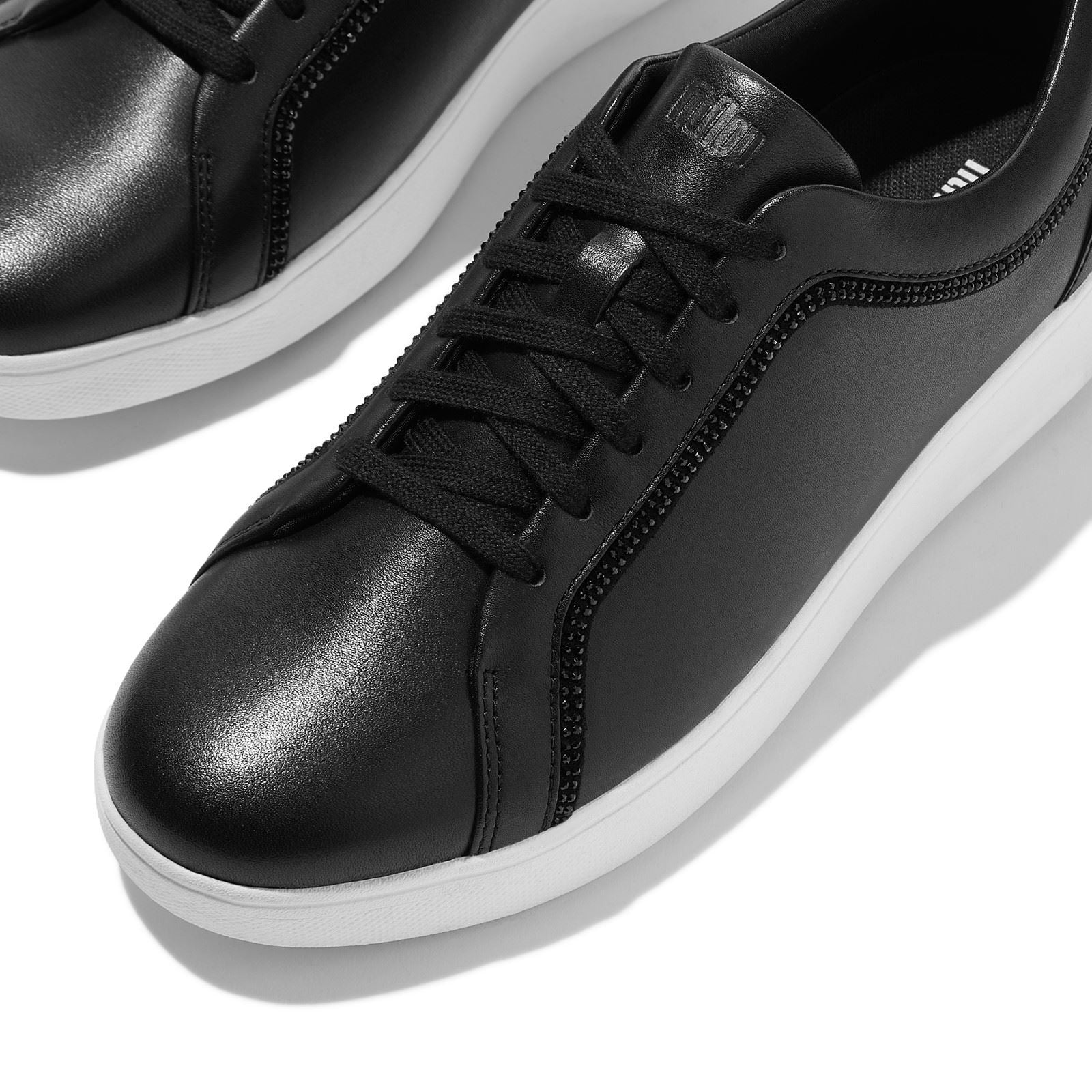 Fitflop Rally Baskets Noires En Cuir Pour Femmes