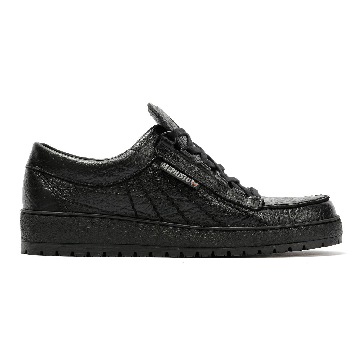 Mephisto Rainbow Mamouth 714 Chaussures Noires En Cuir Pour Homme À Lacets