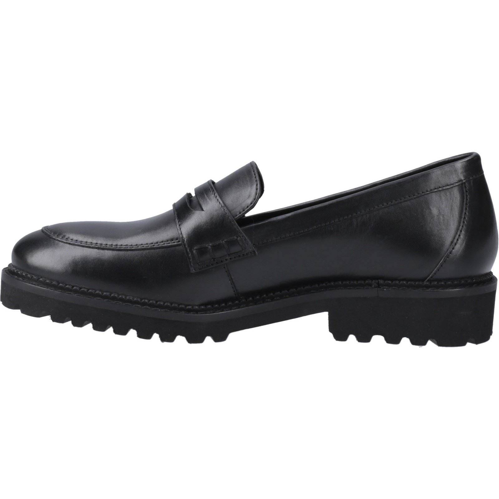 Hush Puppies Grazia Chaussures Plates Noires Pour Filles En Cuir