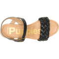 Hush Puppies Poppy Quarter Strap Sandales Noires Pour Femmes En Cuir