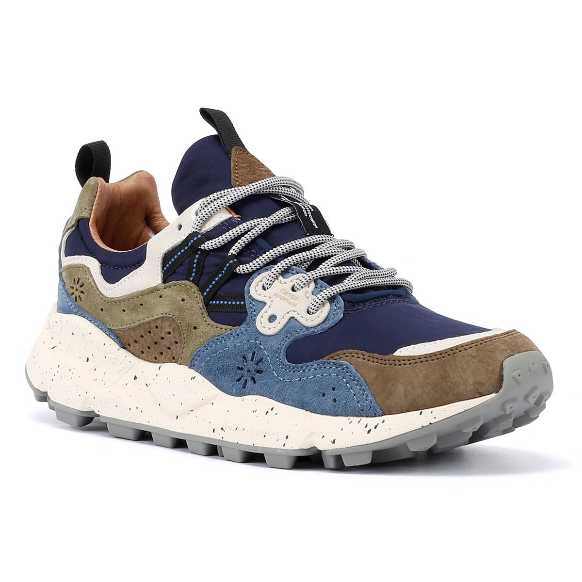 Flower Mountain Yamano 3 Baskets En Daim Pour Hommes, Marron Clair/Bleu Clair/Violet