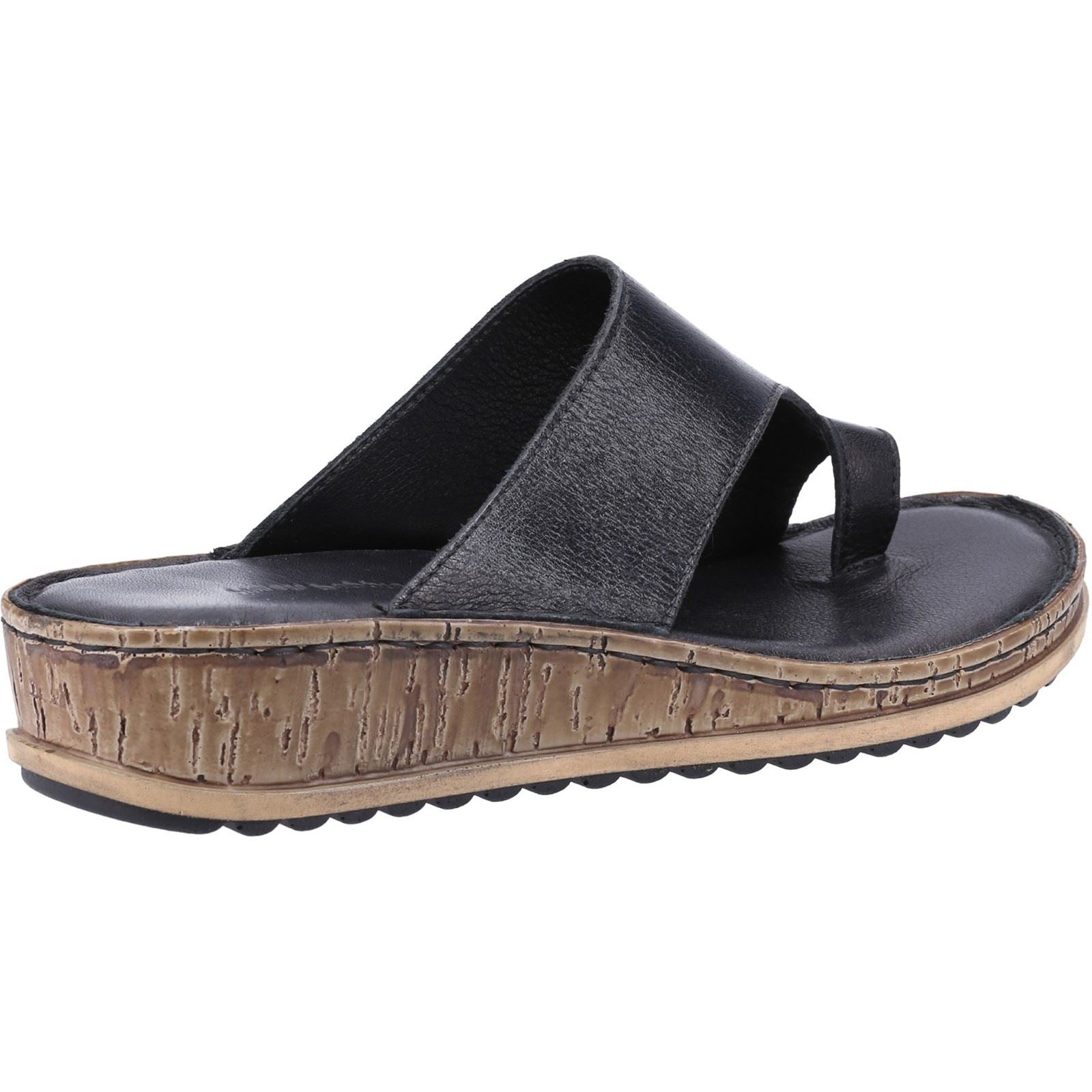 Hush Puppies Elissa Toepost Sandales Noires Pour Femmes En Suède