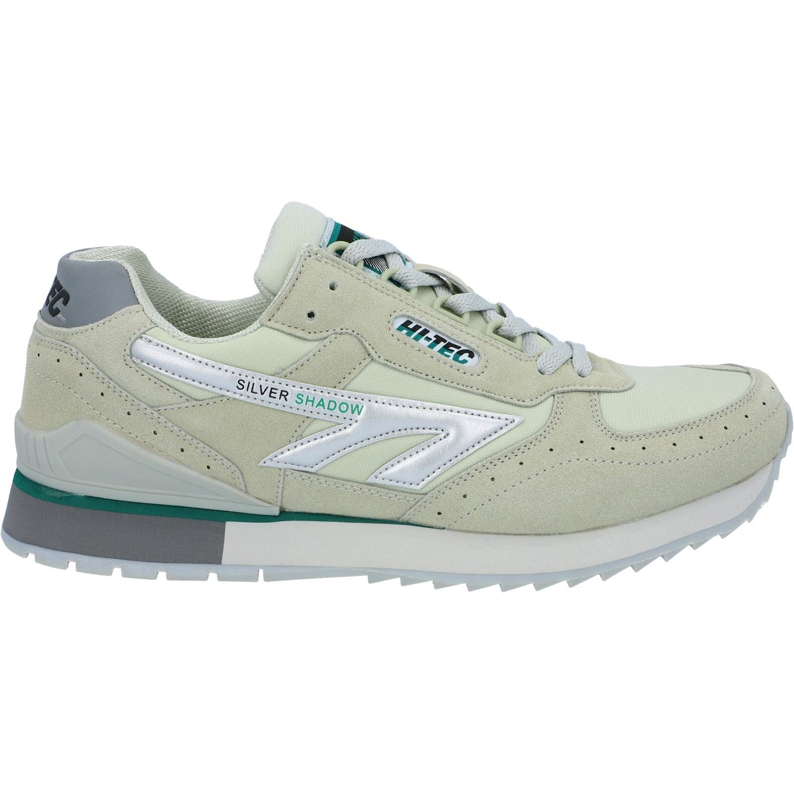 Hi-Tec Silver Shadow OG Baskets Pour Hommes En Suède Pu Argent/gris/vert