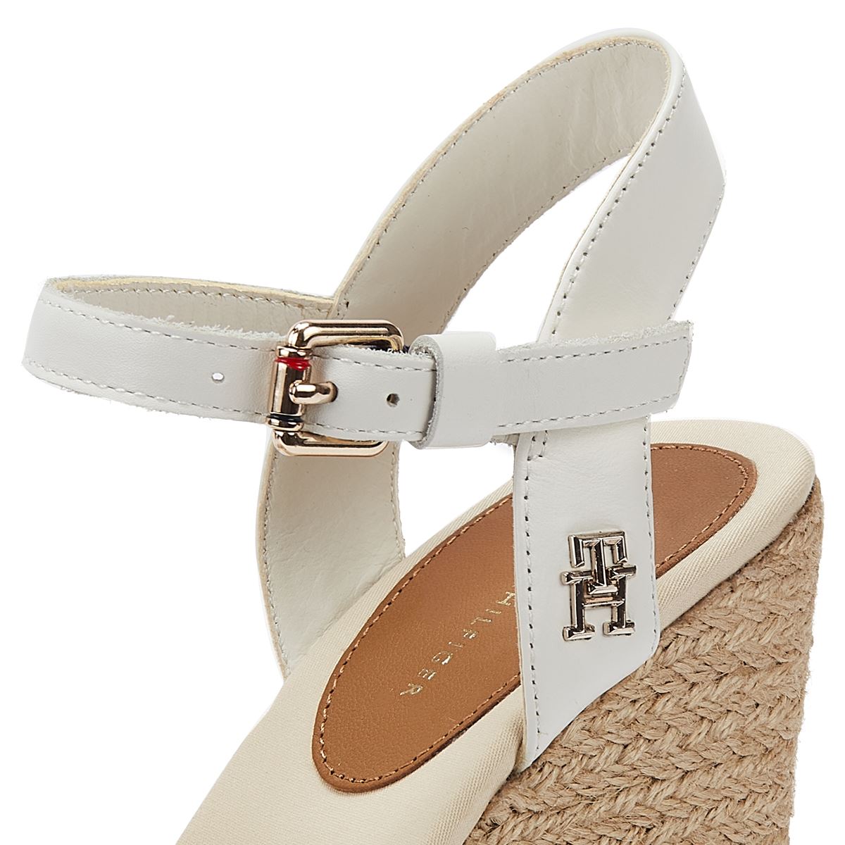 Tommy Hilfiger Corporate Wedge Ecru Sandales blanches pour femmes