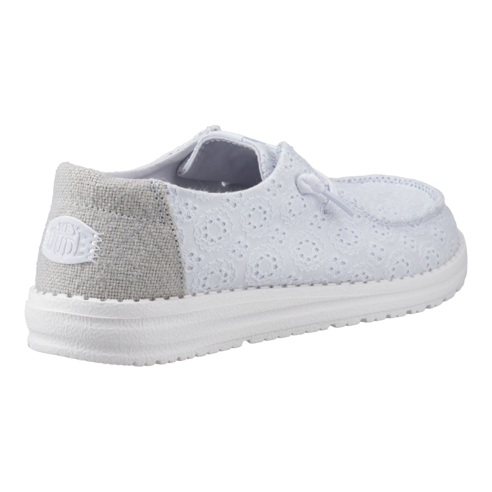 HEYDUDE Wendy Eyelet Lace Chaussures Mocassins Bleu Ancien Pour Femmes En Mélange De Coton