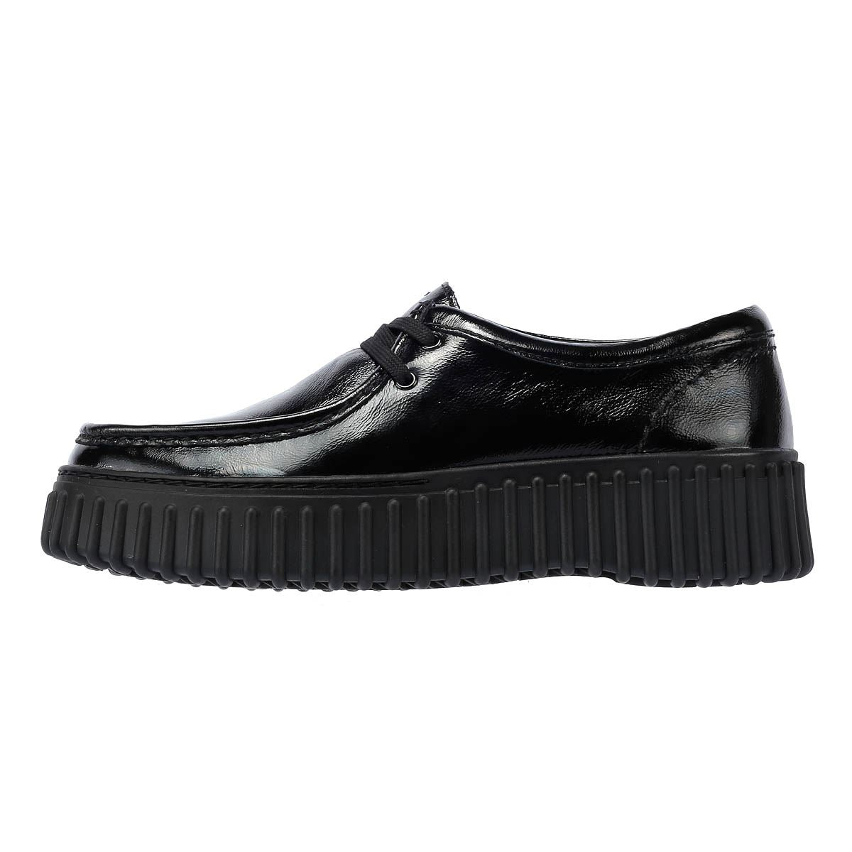 Clarks Main Torhill Bee Chaussures Noires Pour Femmes En Cuir Verni.