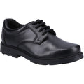 Hush Puppies Oliver SNR Chaussures Noires Pour Garçons En Cuir.