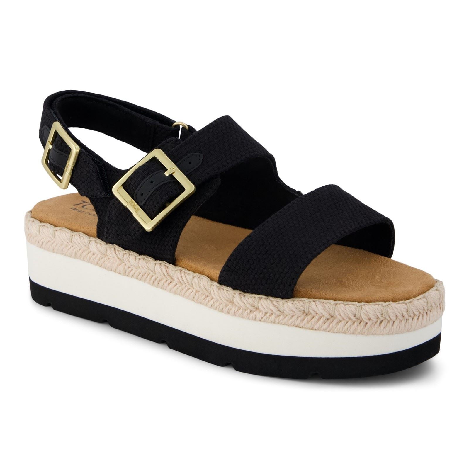 TOMS Giana Sandales De Plage Noires Pour Femmes En Textile
