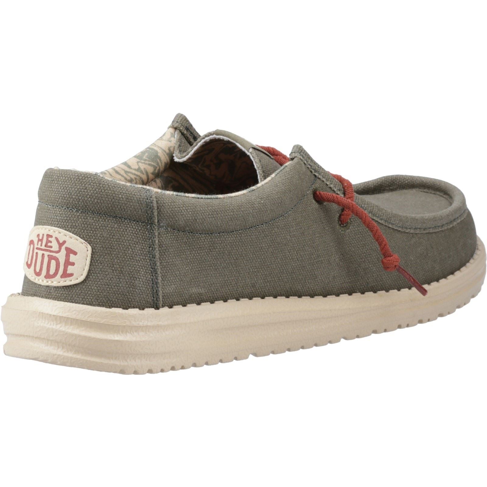 HEYDUDE Wally Waxed Chaussures Bateau En Olive Pour Hommes En Tissu