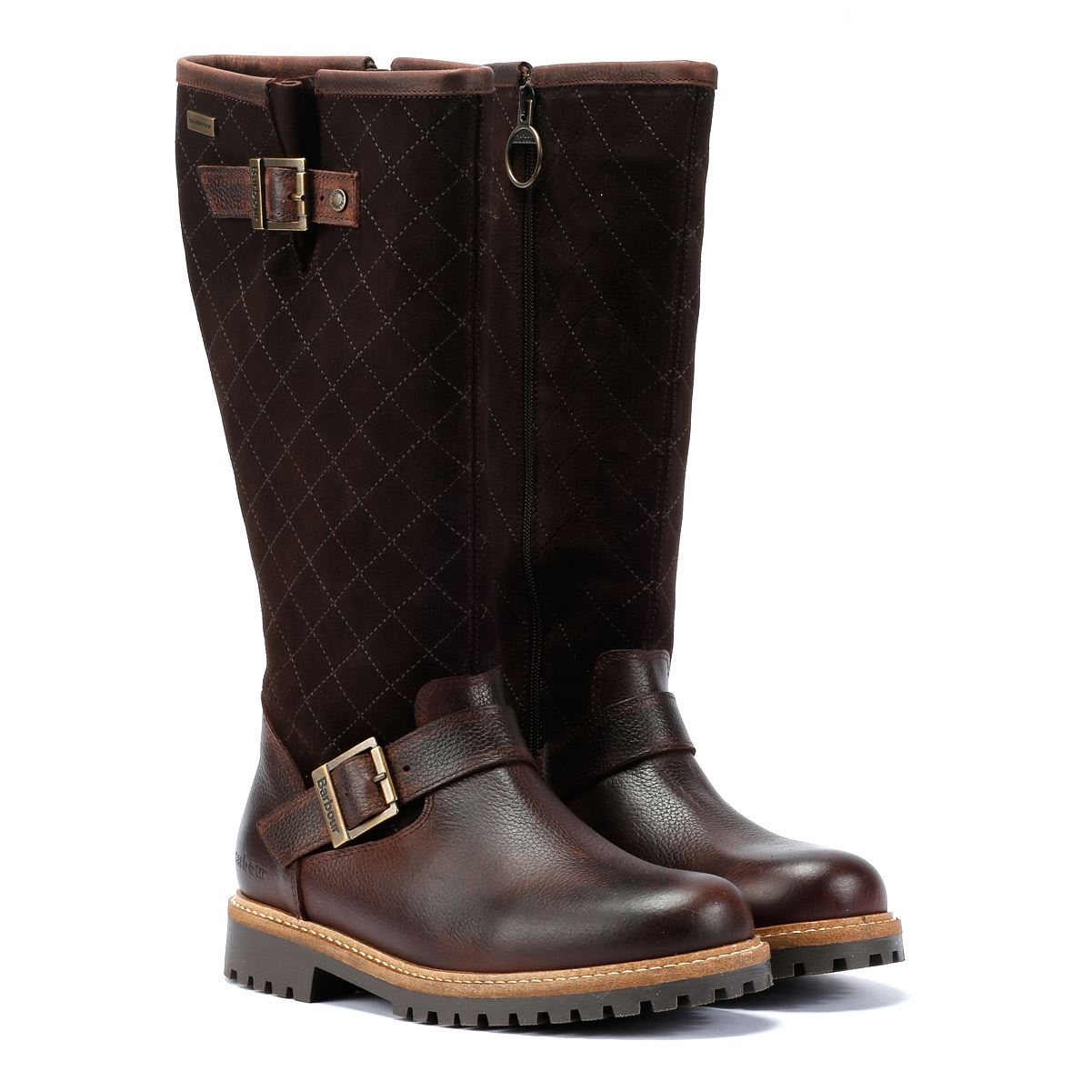 Barbour Willow Tall Bottes En Daim Marron Pour Femmes