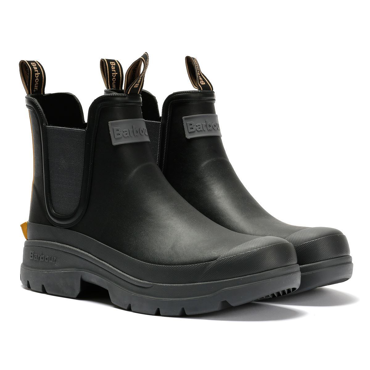 Barbour Nimbus Chelsea Welly Bottes De Pluie Noires En Caoutchouc Pour Hommes