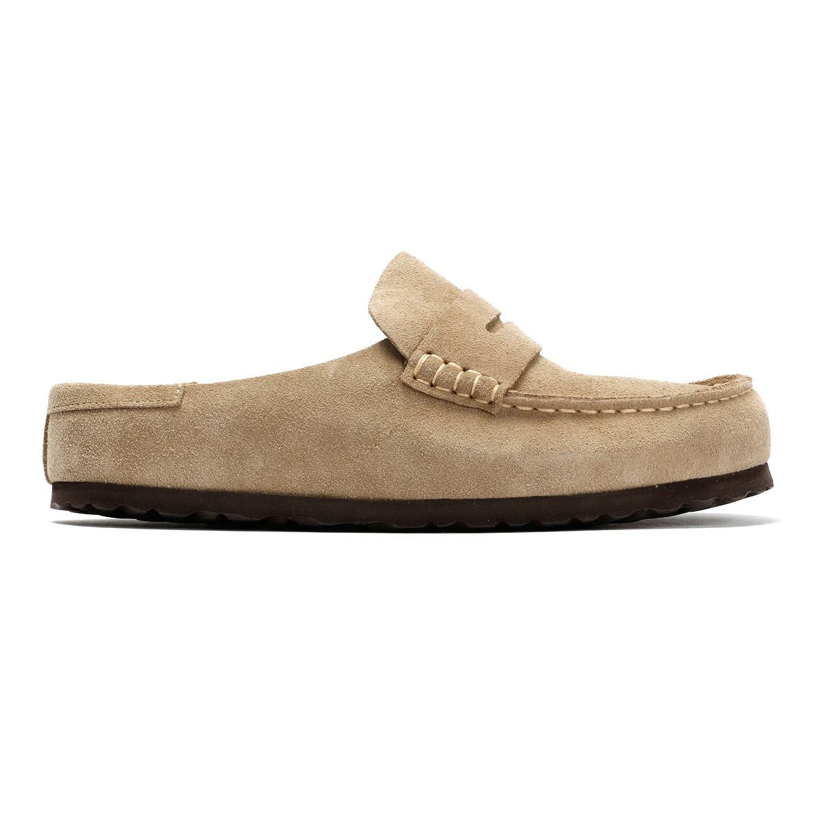 Birkenstock Naples Regular Sabots En Suède Beige