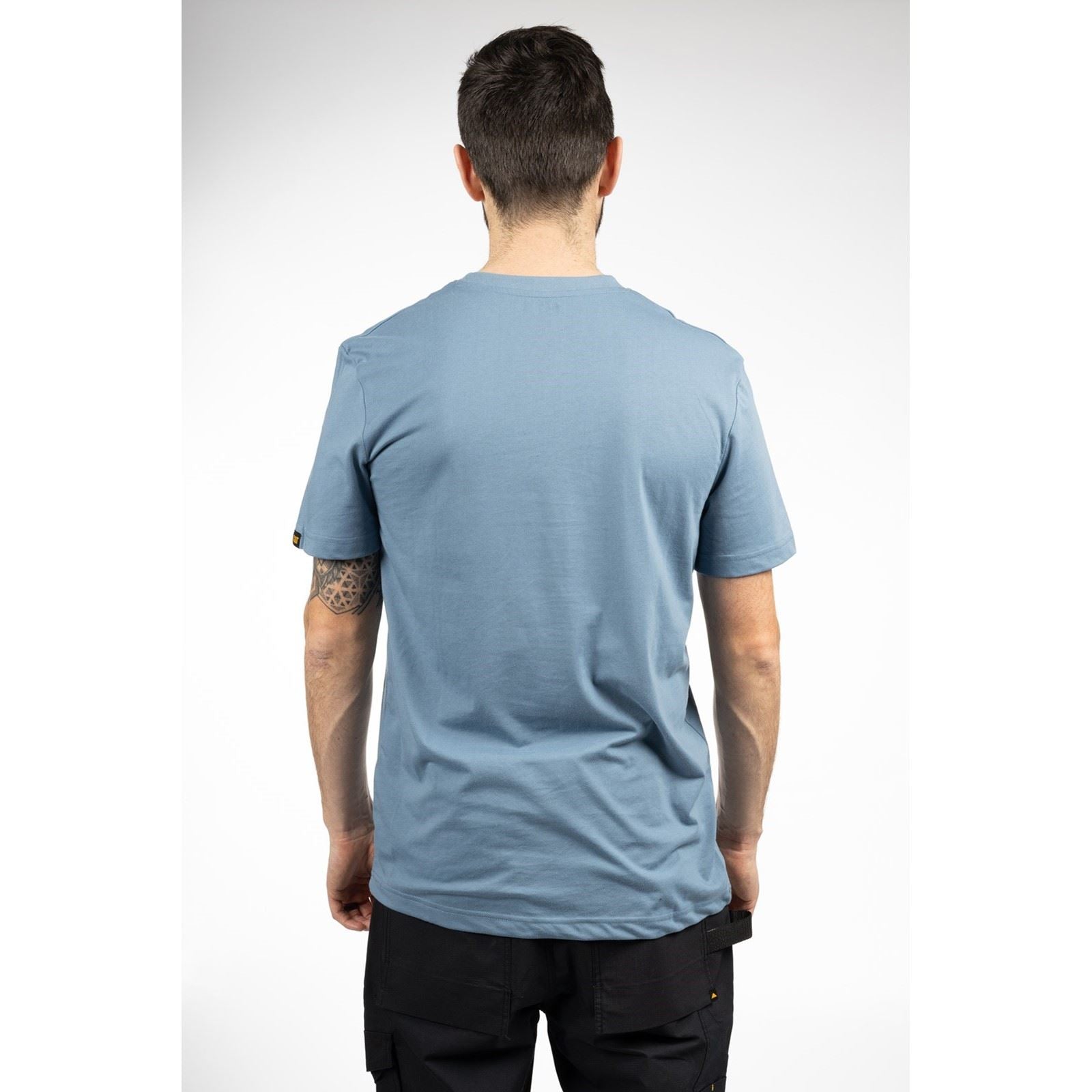 Caterpillar Graphic T-Shirts Pour Hommes En Coton Bleu À Manches Courtes