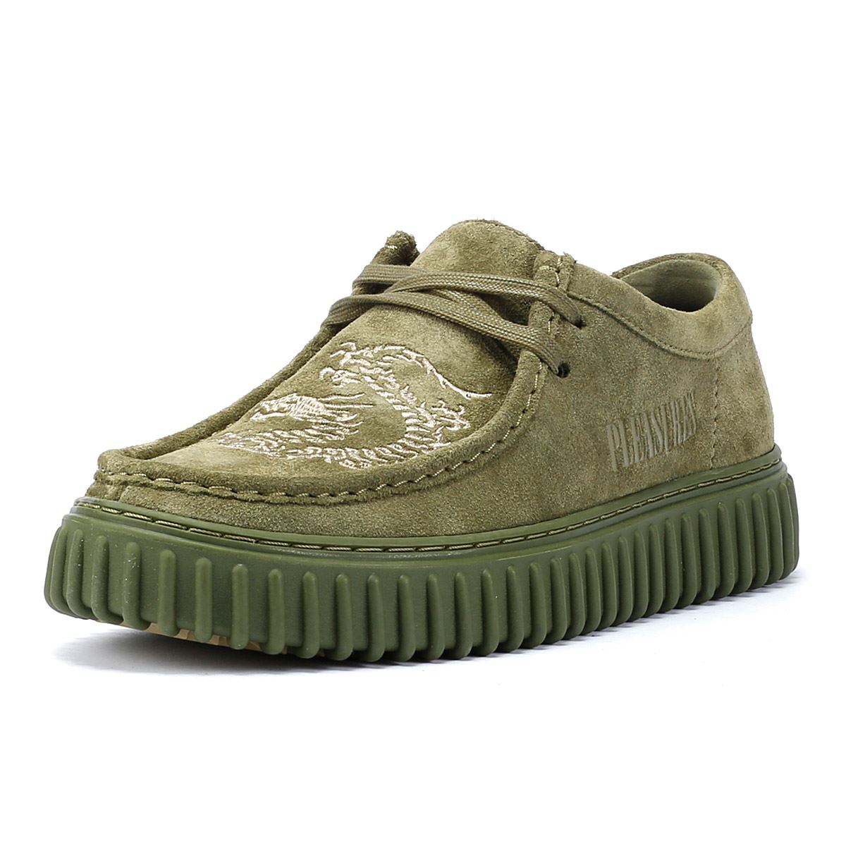 Clarks Main x Pleasures DRGN Lo Chaussures à lacets en daim vert