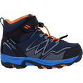 Hi-Tec Blackout Mid Chaussures De Randonnée En Softshell Pour Garçons En Polyester Bleu Marine/orange/bleu Lac