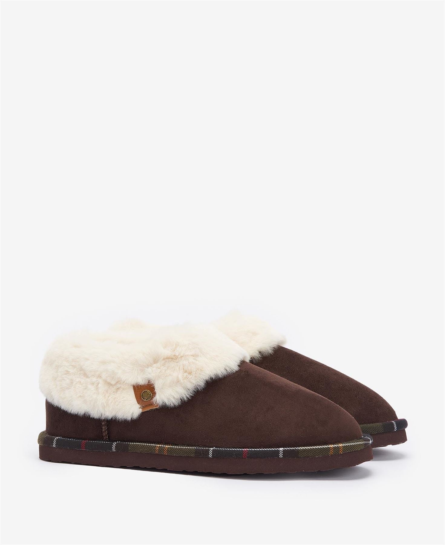 Barbour Eloise Chaussons Marron En Suédine Pour Femme