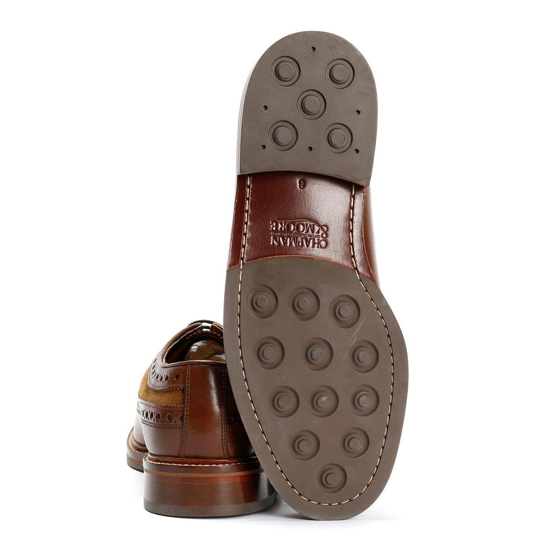 Chapman & Moore Longwing Brogue Chaussures En Cuir Pour Hommes Brunes À Lacets