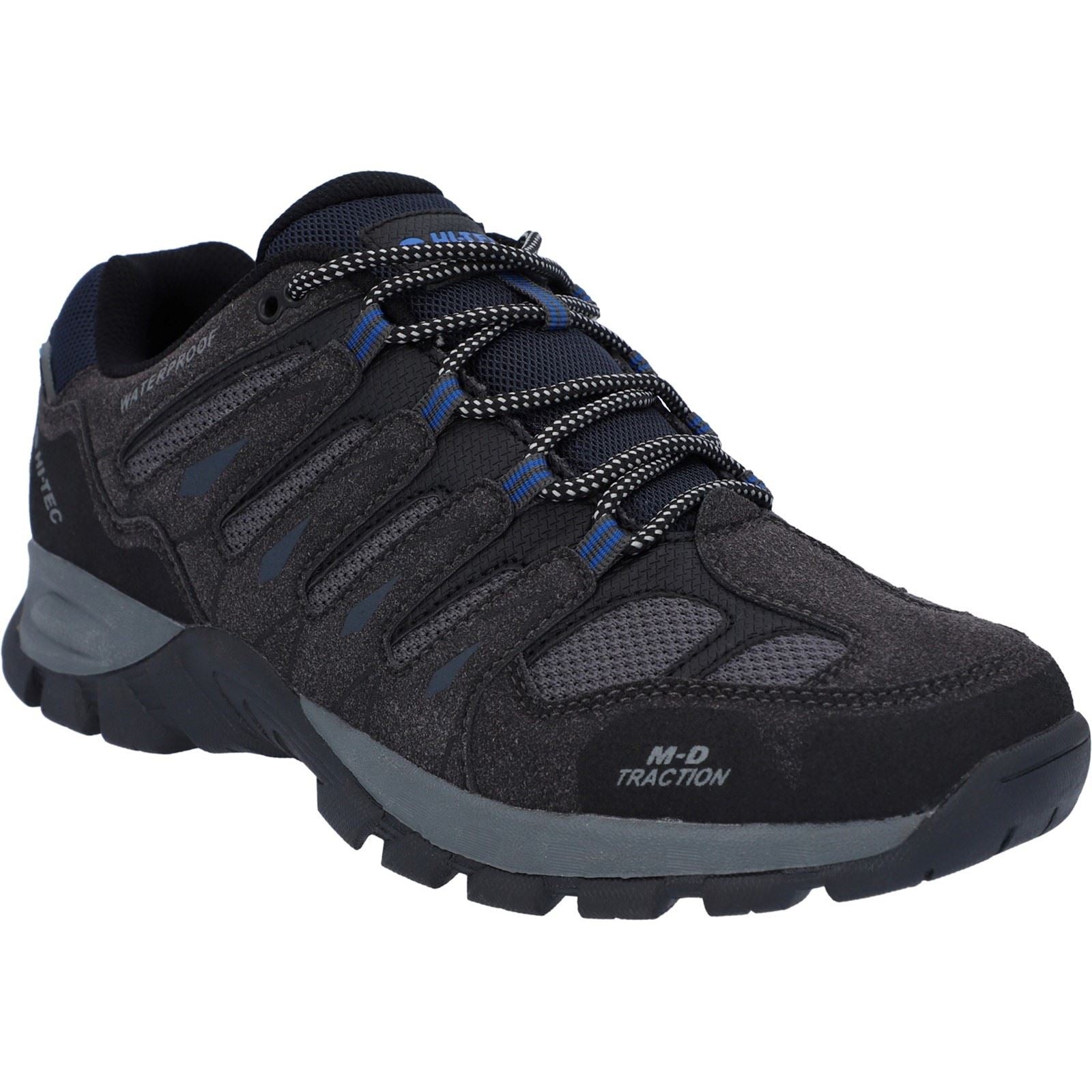Hi-Tec Corzo Low Bottes De Randonnée Pour Homme En Daim Synthétique Gris Charbon/Bleu Nautique