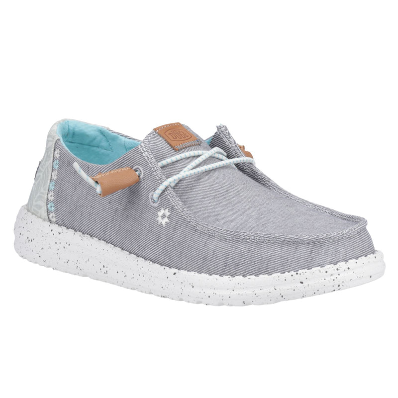 HEYDUDE Wendy Heathered Slub Tropical Mocassins Gris Pour Femmes