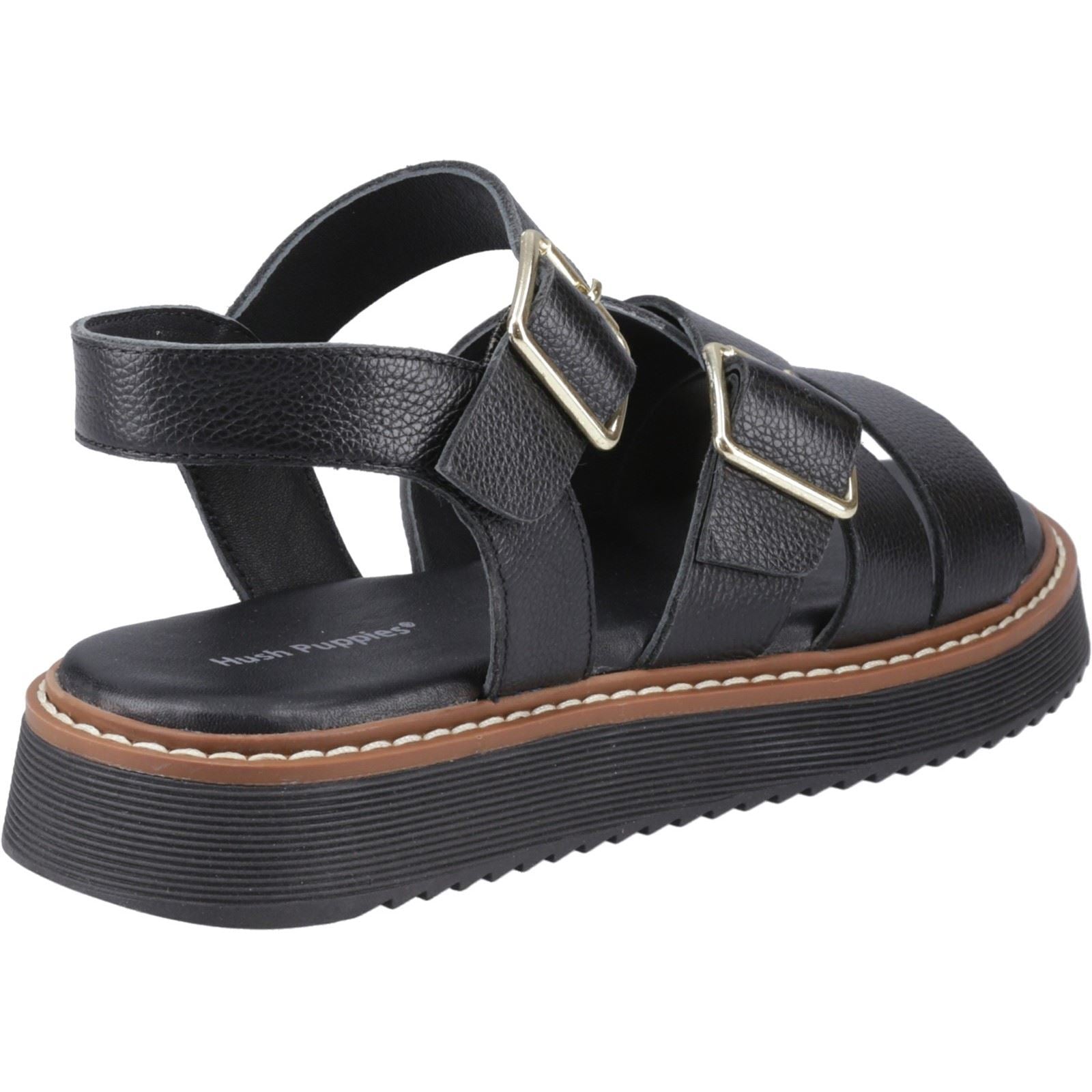 Hush Puppies Cady Sandales Noires Pour Femmes En Cuir