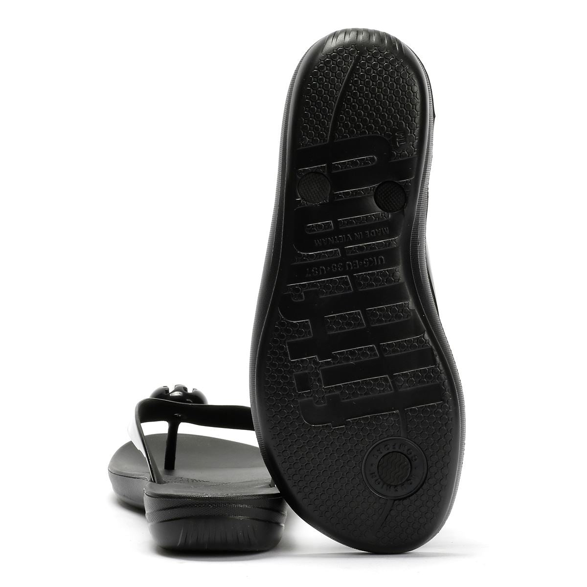 FitFlop Iqushion Glossy Button Sandales Érivées Noires Pour Femmes