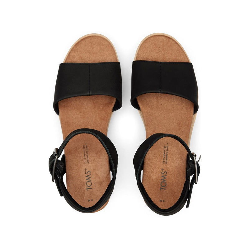 TOMS Diana Compensées Noires Pour Femmes En Cuir