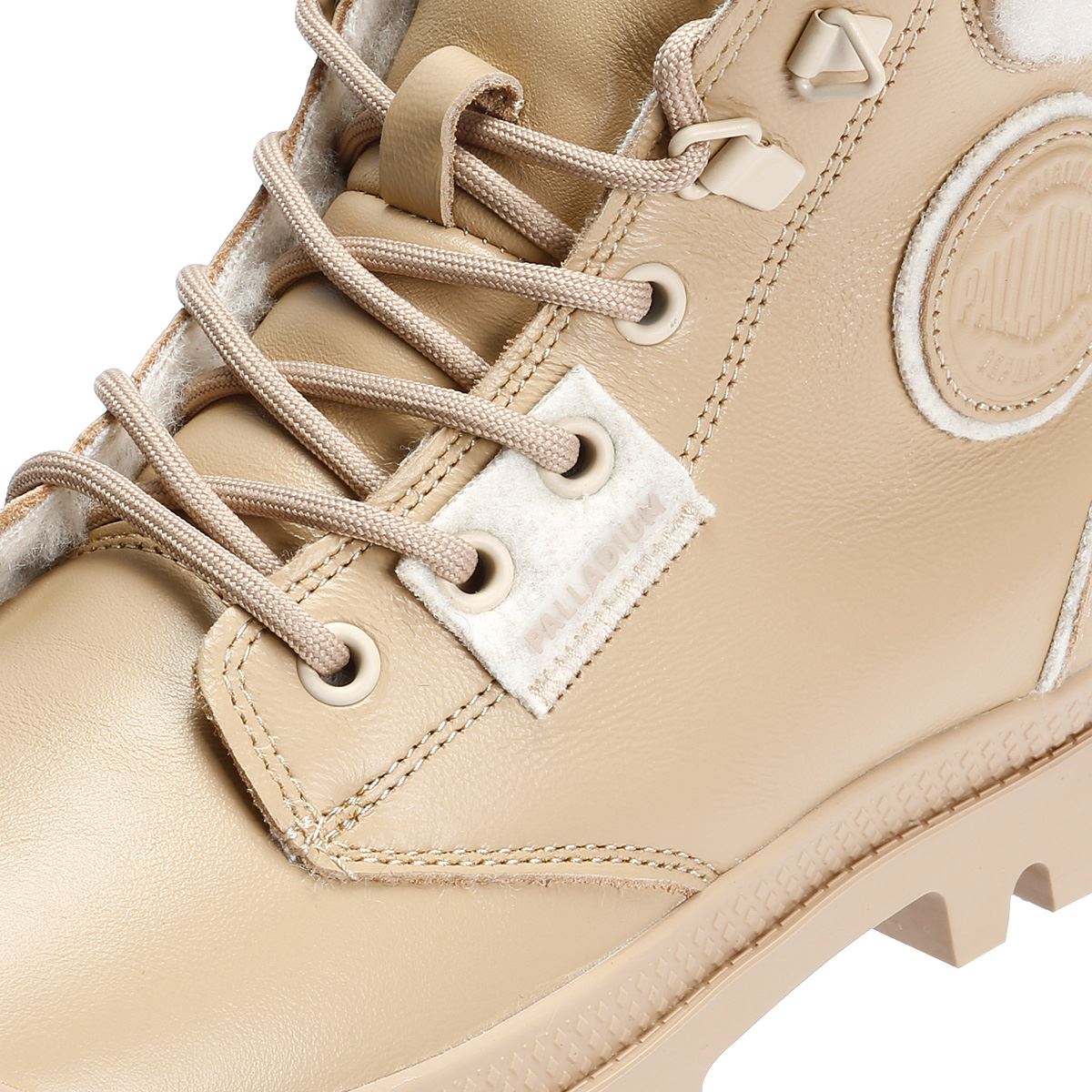 Palladium Pampa HI Snow Warm Bottes Beiges En Cuir Pour Femmes