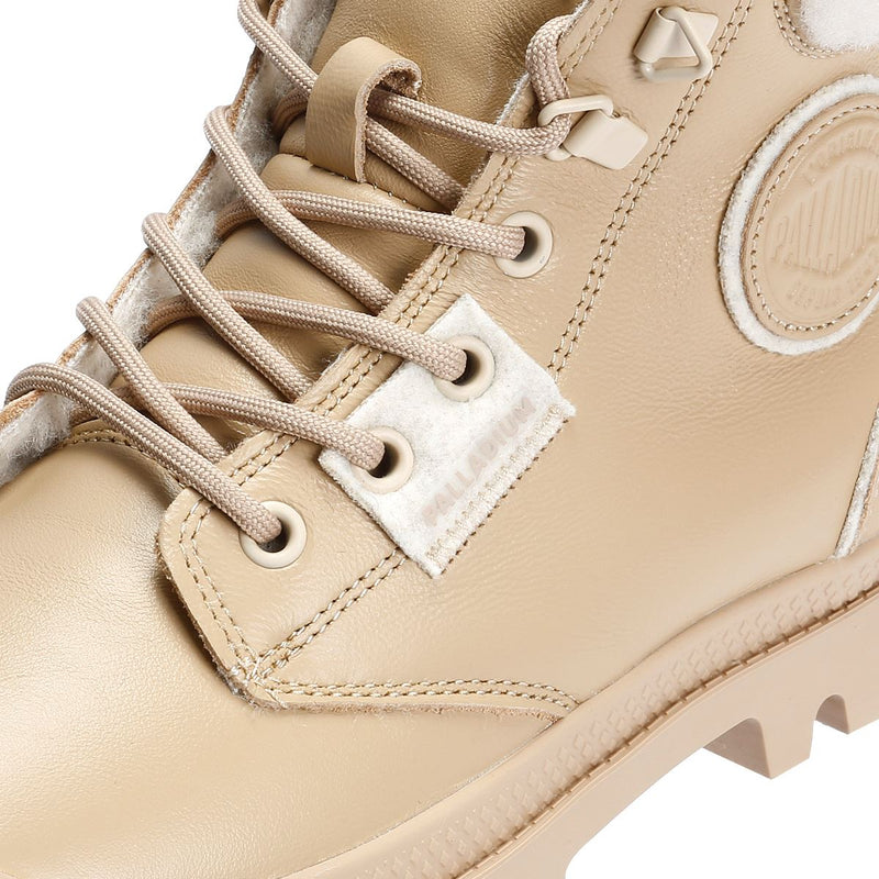 Palladium Pampa HI Snow Warm Bottes Beiges En Cuir Pour Femmes
