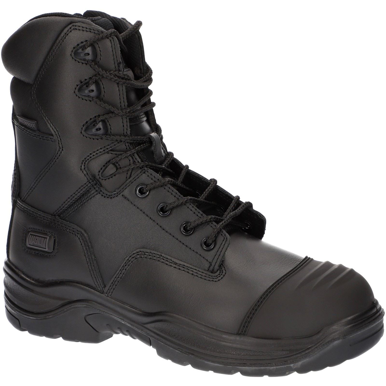 Magnum Bottes De Sécurité Noires En Cuir Avec Fermeture Éclair Latérale Rigmaster
