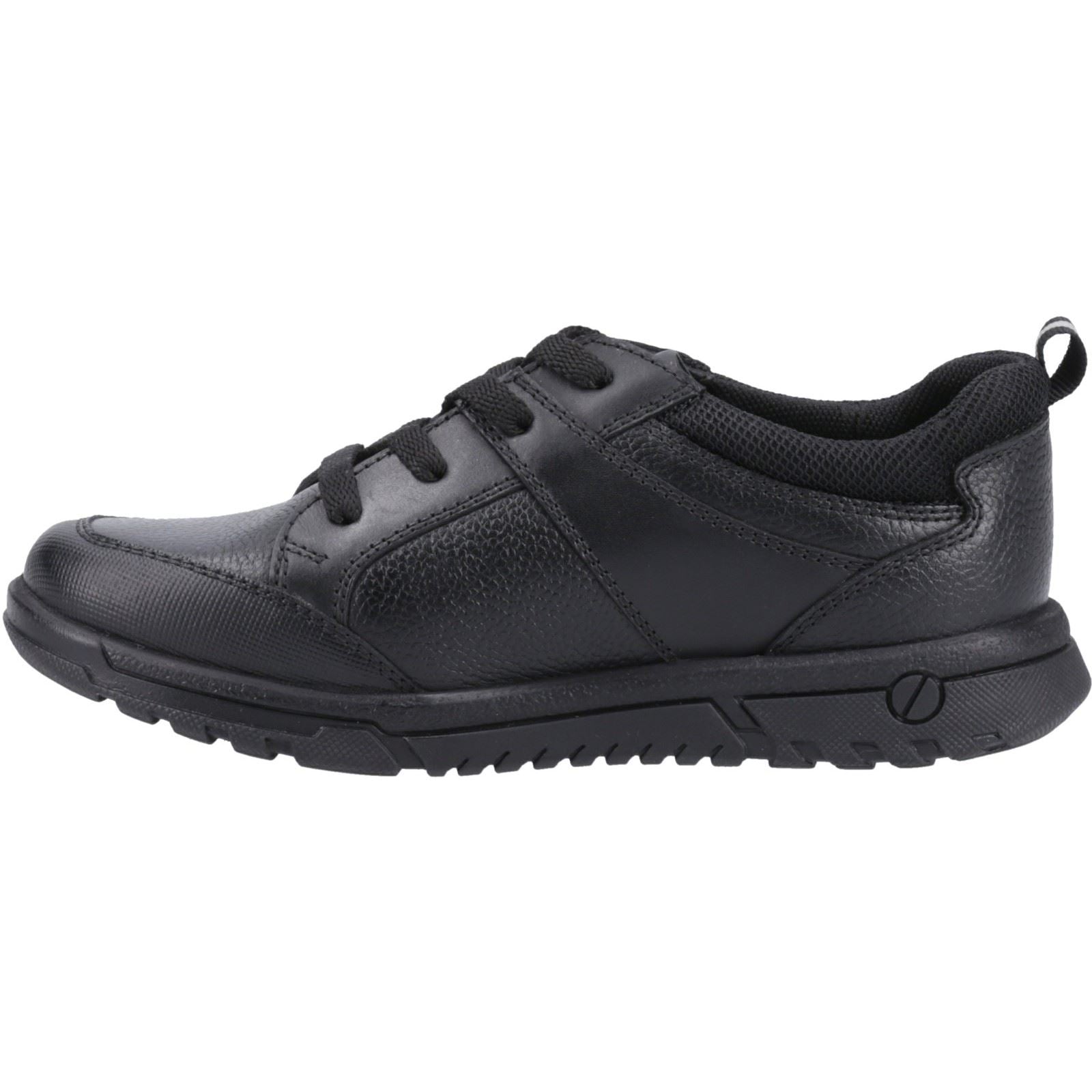 Hush Puppies Steven Senior Chaussures Noires Pour Garçons En Cuir À Lacets