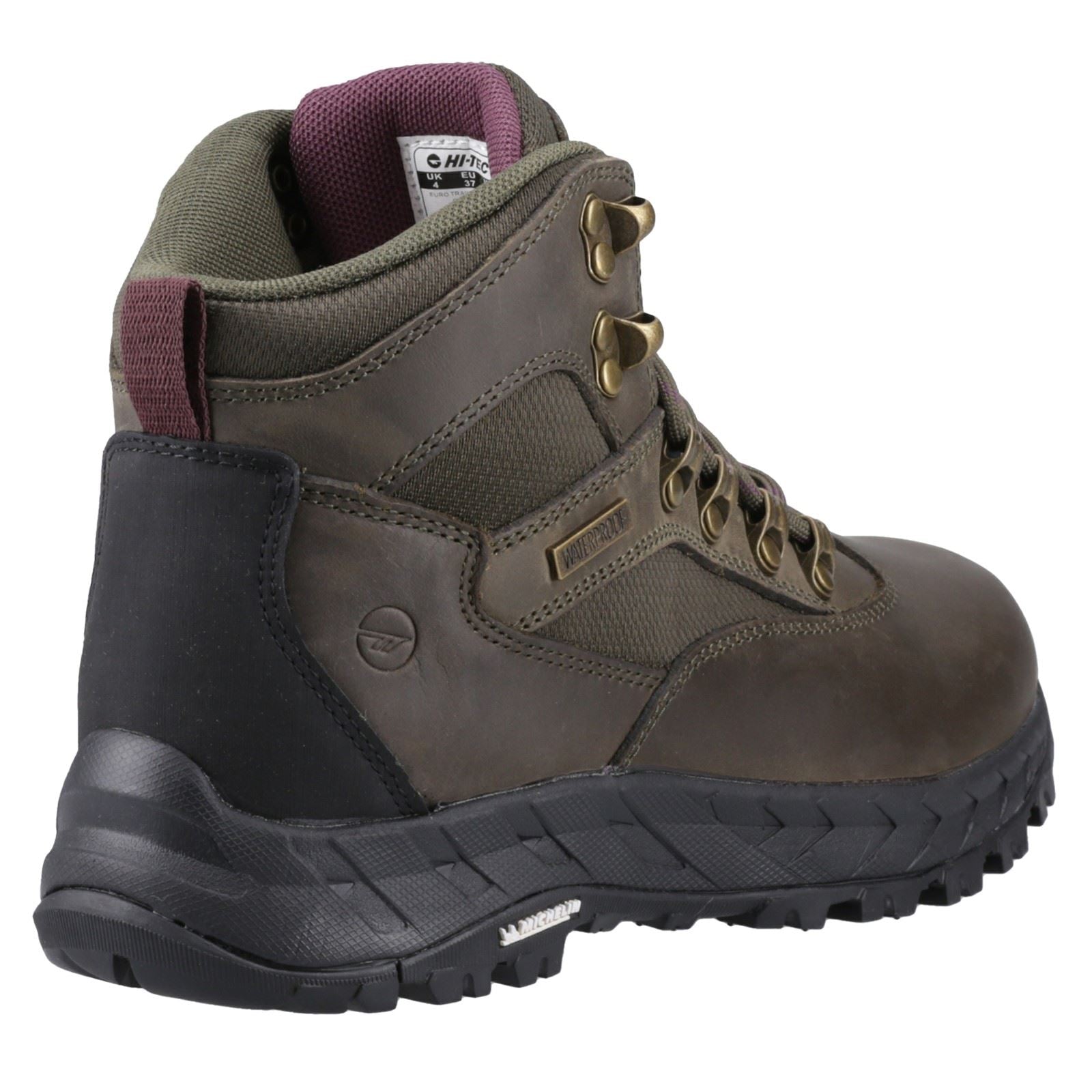 Hi-Tec Euro Trail Chaussures De Randonnée En Cuir Pour Femmes Couleur Kaki