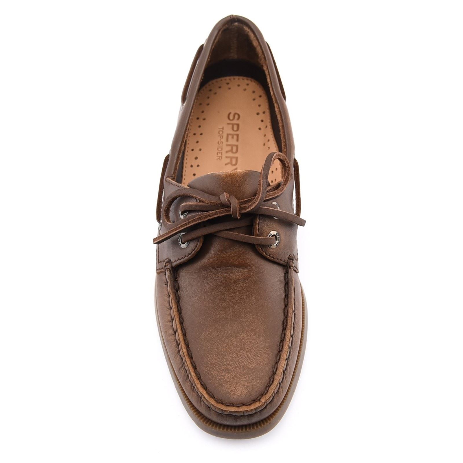 Sperry Authentic 2 Eye Boat Bateaux En Cuir Pour Femmes Marron Moyen