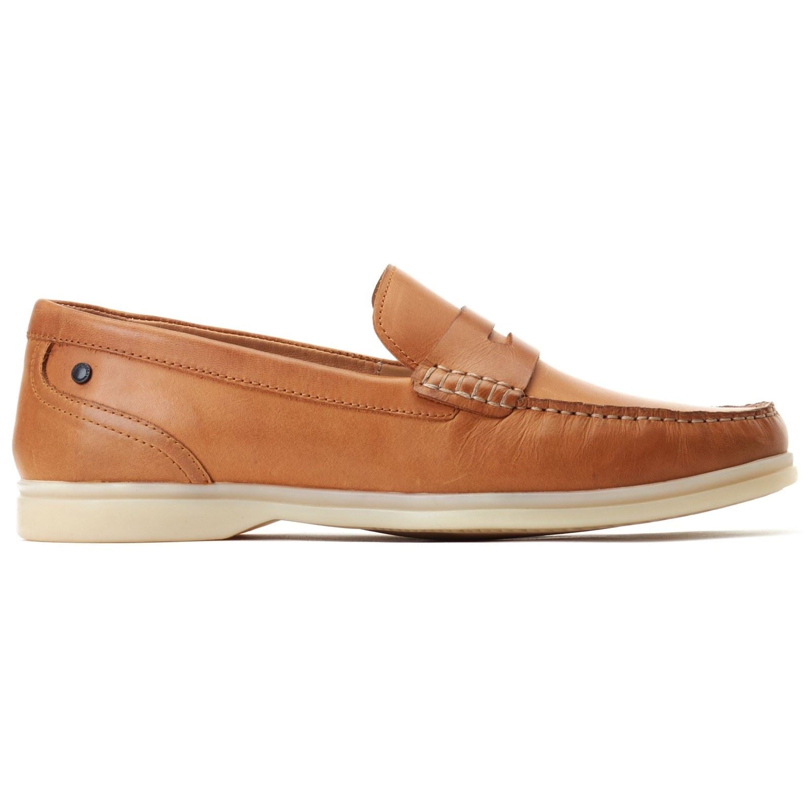 Base London Marlin Chaussures À Enfiler Pour Hommes En Cuir Brûlé.