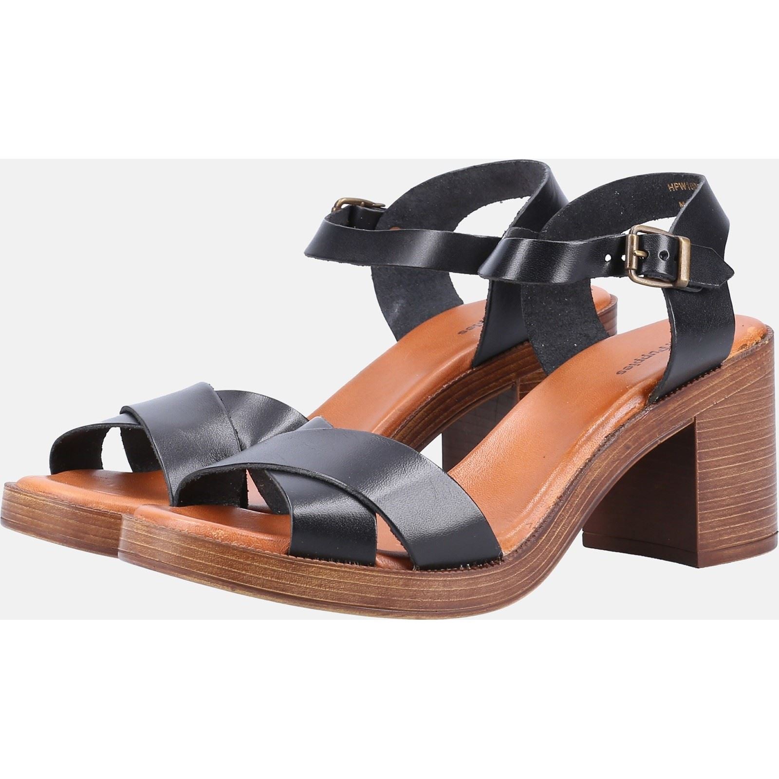 Hush Puppies Georgia Sandales Noires Pour Femmes En Cuir