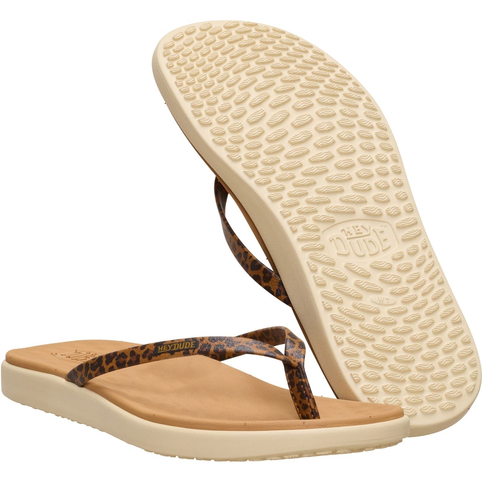 HEYDUDE Maui Breeze Tongs En Léopard Fauve Pour Femmes En Polyuréthane