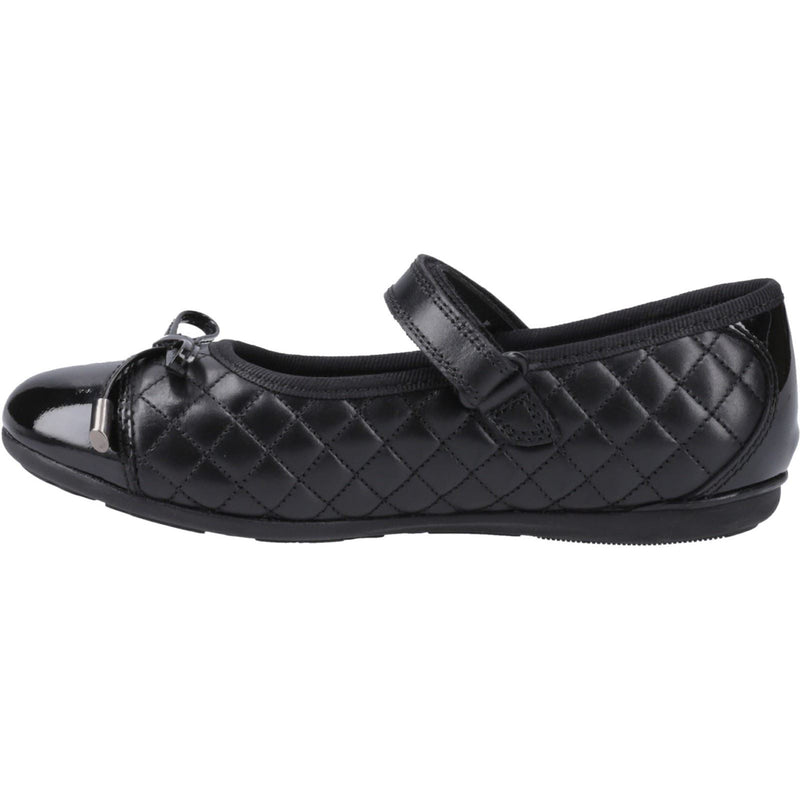Hush Puppies Lottie Chaussures Plates De Ballet Noires Pour Filles En Cuir