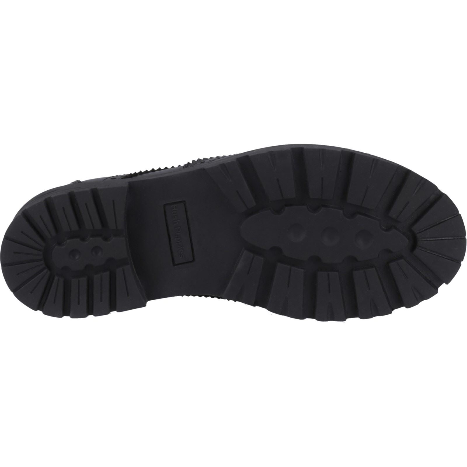 Hush Puppies Maxine Senior Chaussures Noires Pour Filles En Cuir