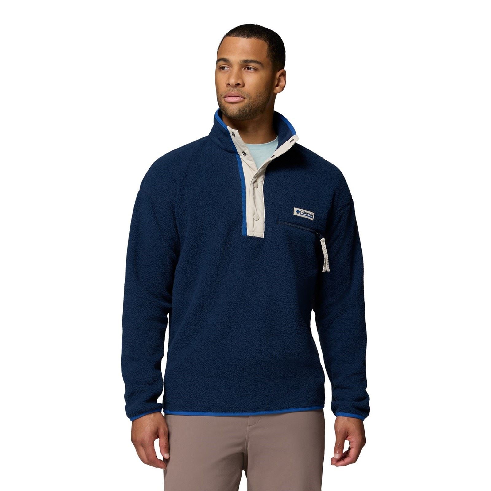Columbia Helvetia II Half Snap Veste En Polaire Bleue Pour Homme