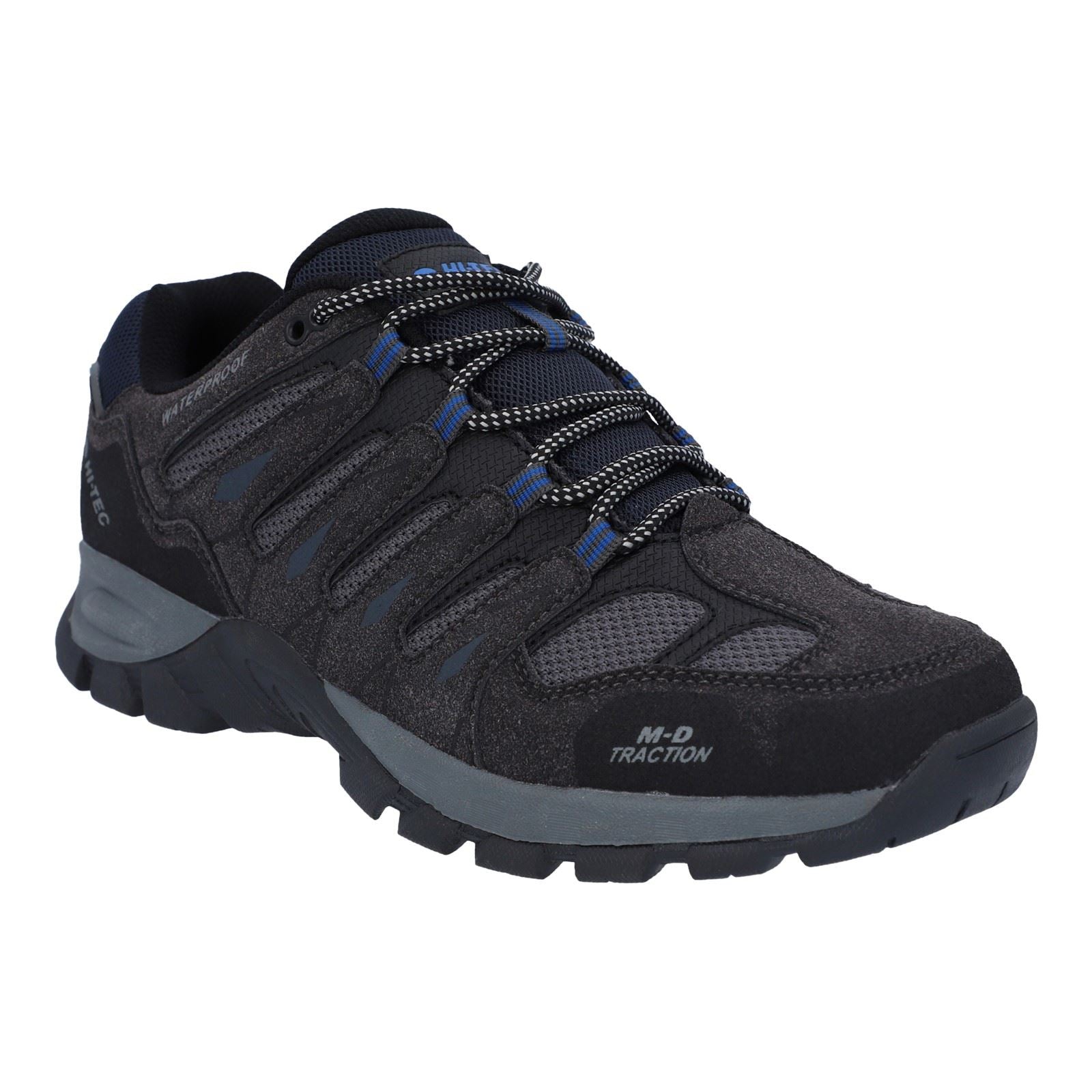 Hi-Tec Corzo Low Bottes De Randonnée Pour Homme En Daim Synthétique Gris Charbon/Bleu Nautique